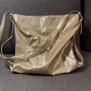 LULU Gold Hobo Style Cross-Body Bag